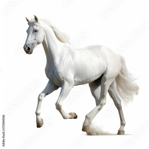 White arabian horse isolated over a white background with clipping path. Full Depth of field. Focus stacking. Generative AI 
