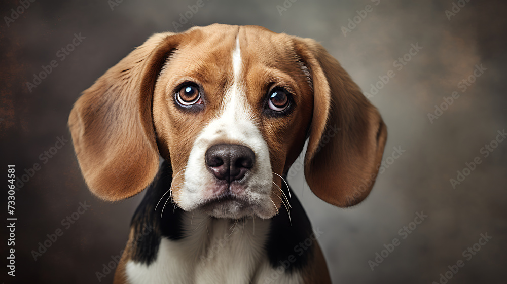 Beagle with a curious expression
