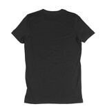 Back view of black t-shirt mockup on a white background, simple and versatile. Fashion mockup