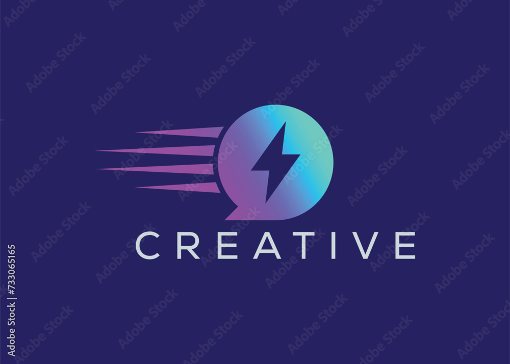 Obraz premium Minimalist Fast chat logo design vector template. Creative modern quick chat logo