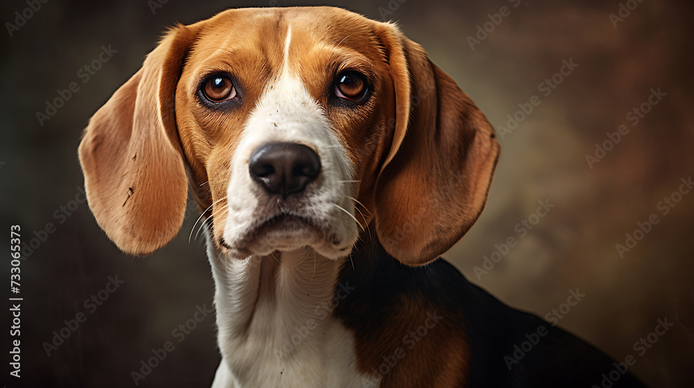 Beagle with soulful eyes and a wagging tail