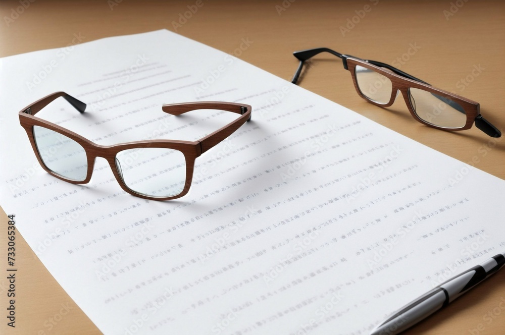 Blank white paper with eyeglasses on a wooden table. Blank white paper with eyeglasses on a wooden table.