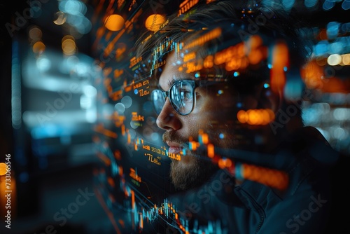 Businessman looks for new trading opportunities. Generative AI