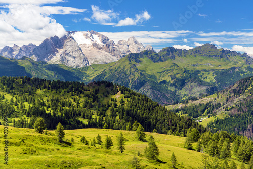 View of mount Marmolada  Alps Dolomites mountains  Italy