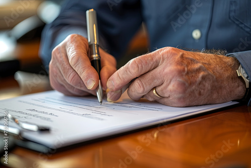 Individual signing paperwork