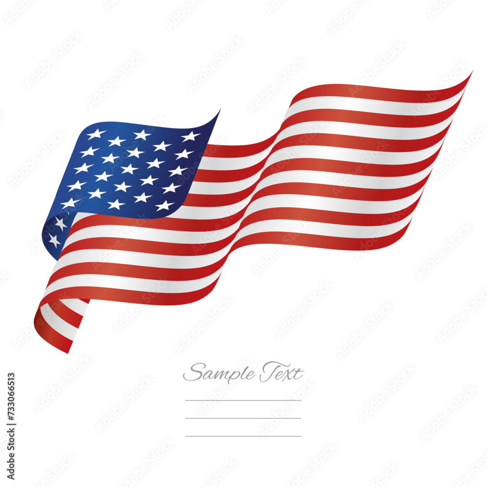 Fototapeta premium USA modern wavy flag ribbon logo icon isolated on white background