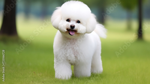 Bichon Frise with a fluffy tail and charming appearance