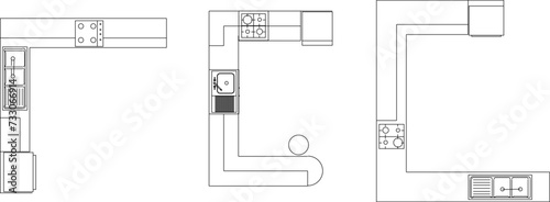 vector design illustration, sketch of kitchen set furniture 