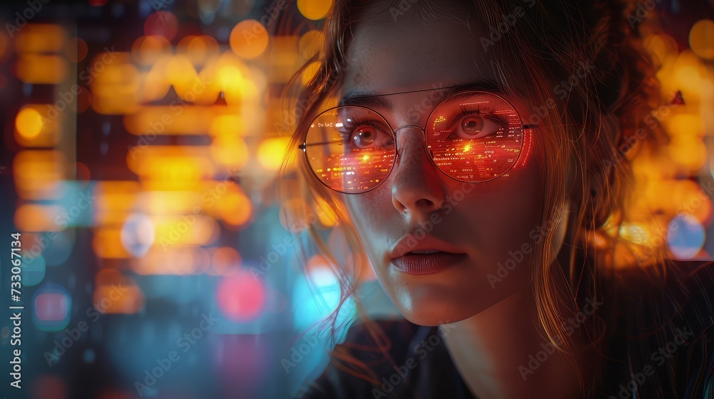 Fototapeta premium A businesswoman is analyzing Data and Marketing Strategy