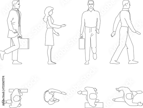 Vector illustration design sketch of office people going to work