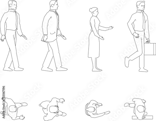 Vector illustration design sketch of office people going to work