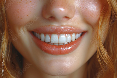 A white-toothed smile of a girl.