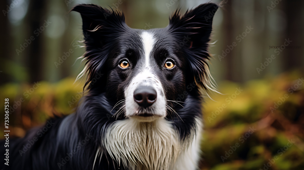 Border collie with a focused gaze