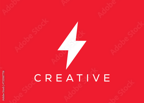 Free Download Minimalist Thunder Bolt vector logo design template. Creative modern Thunder logo - GFXLoad