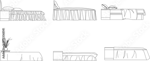 side view of bed furniture sketch vector design illustration