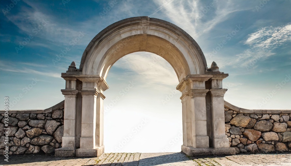 stone arch gate white background modified image