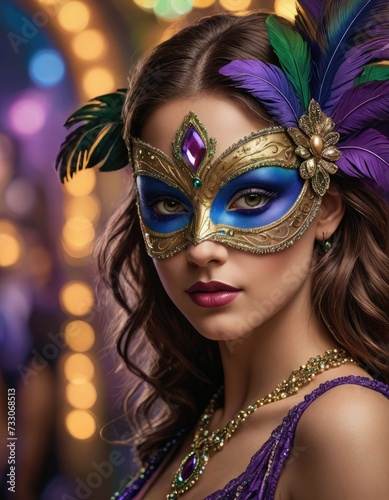 Carnaval Whispers: Stardust Masks in Surreal Light