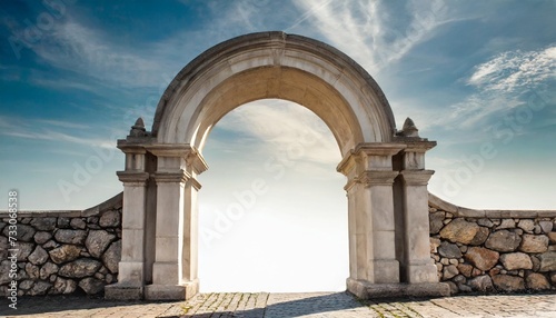 stone arch gate white background modified image