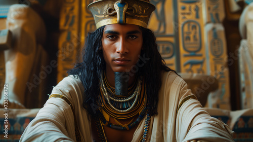 Pharaoh Tutankhamun's Isolation: Realistic DSLR Image with AI, Reflecting Ancient Monarchy, sphinx in Egypt