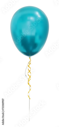 A realistic vector blue balloons isolated on white background. Helium balloons clipart for anniversary, birthday, wedding, party. 3D png illustration.
