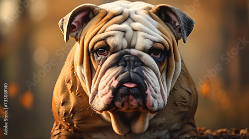 Bulldog with a lovable expression and distinctive wrinkles