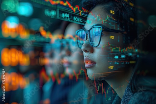 Businesswoman looks for new trading opportunities. Generative AI