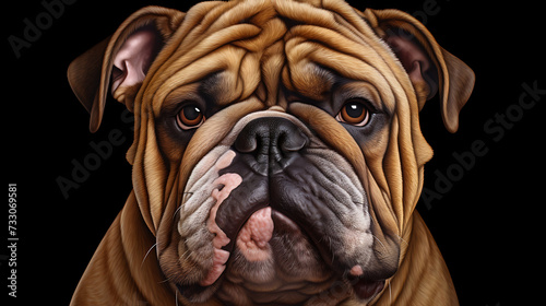 Bulldog with a lovable face and distinctive wrinkles