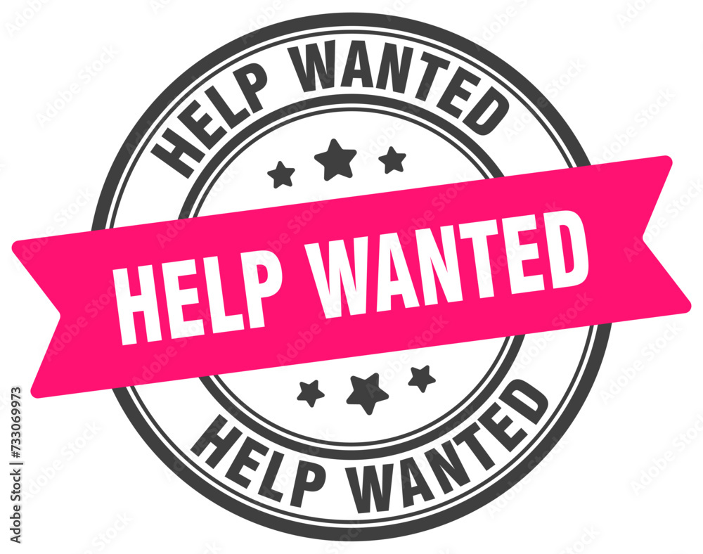 Fototapeta premium help wanted stamp. help wanted label on transparent background. round sign