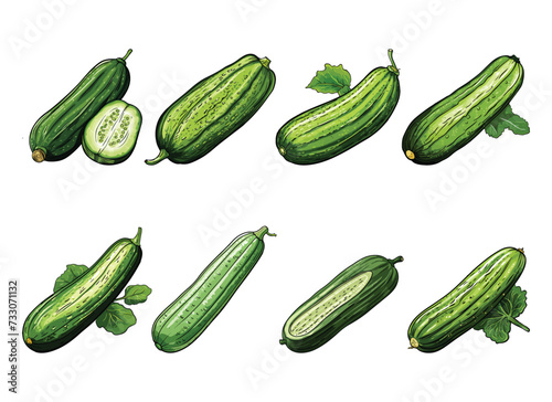 cucumber vector illustration isolated on white background. 

