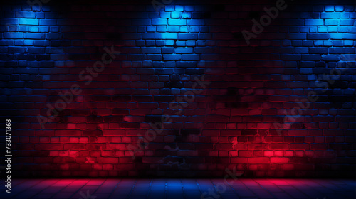 Illustration of an elegant brick wall with colored lights  embodying a punk rock aesthetic and minimalist stage designs.