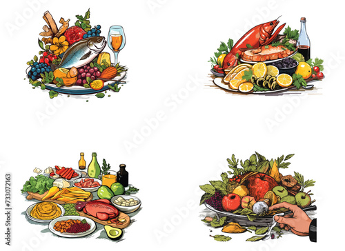 feast vector illustration isolated on white background. 

