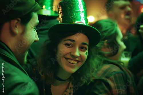 Happy friends celebrating st patrick's day in party