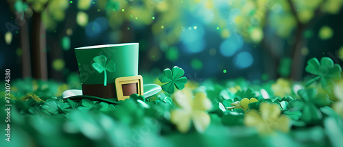 St patrick's day background with pot and leprechaun hat photo