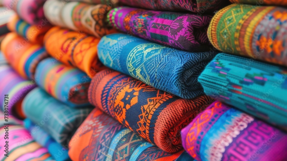 Vibrant handcrafted textiles. AI generated. Vibrant handcrafted textiles. AI generated.