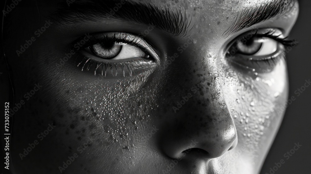 Fototapeta premium Monochrome portrait of woman. AI generated.