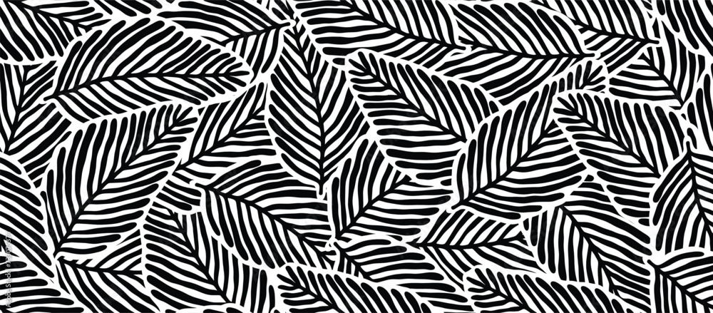 palm leaves seamless pattern.	