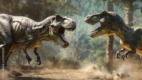 戦うティラノサウルスのイメージ03 © yukinoshirokuma