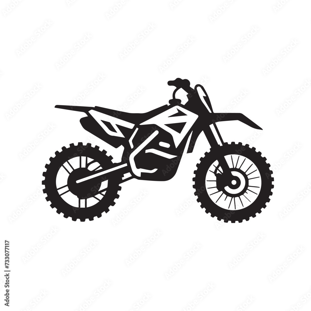 Fototapeta premium Motocross bike in cartoon, doodle style . Image for t-shirt, web, mobile apps and ui. Isolated 2d vector illustration in logo, icon, sketch style, Eps 10, black and white. AI Generative