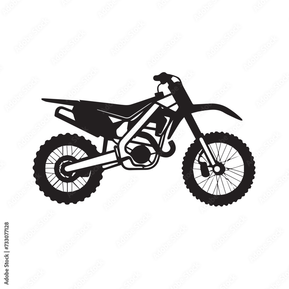 Obraz premium Motocross bike in cartoon, doodle style . Image for t-shirt, web, mobile apps and ui. Isolated 2d vector illustration in logo, icon, sketch style, Eps 10, black and white. AI Generative