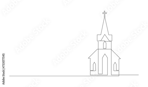 Church One line drawing isolated on white background template