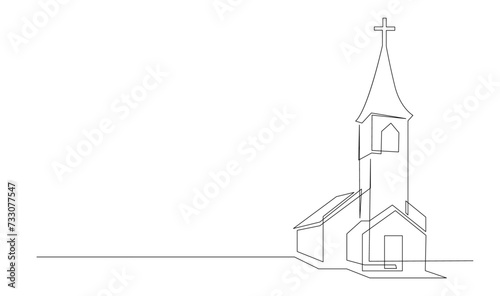 Church One line drawing isolated on white background template