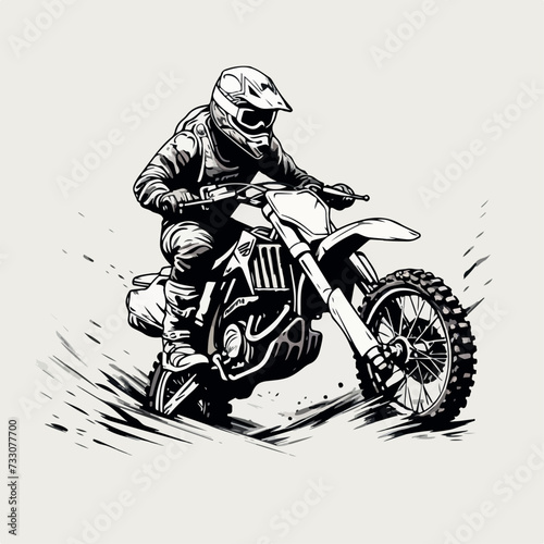 Motocross bike in cartoon, doodle style. Image for t-shirt, web, mobile apps and ui. Isolated 2d vector illustration in logo, icon, sketch style, Eps 10. AI Generative