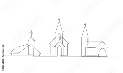 Church One line drawing isolated on white background template