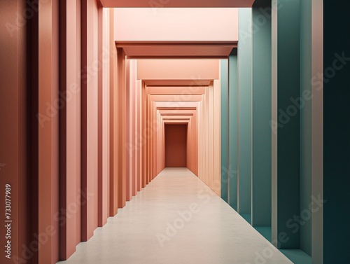 AI generated walkway surrounded by structure with a vibrant colors