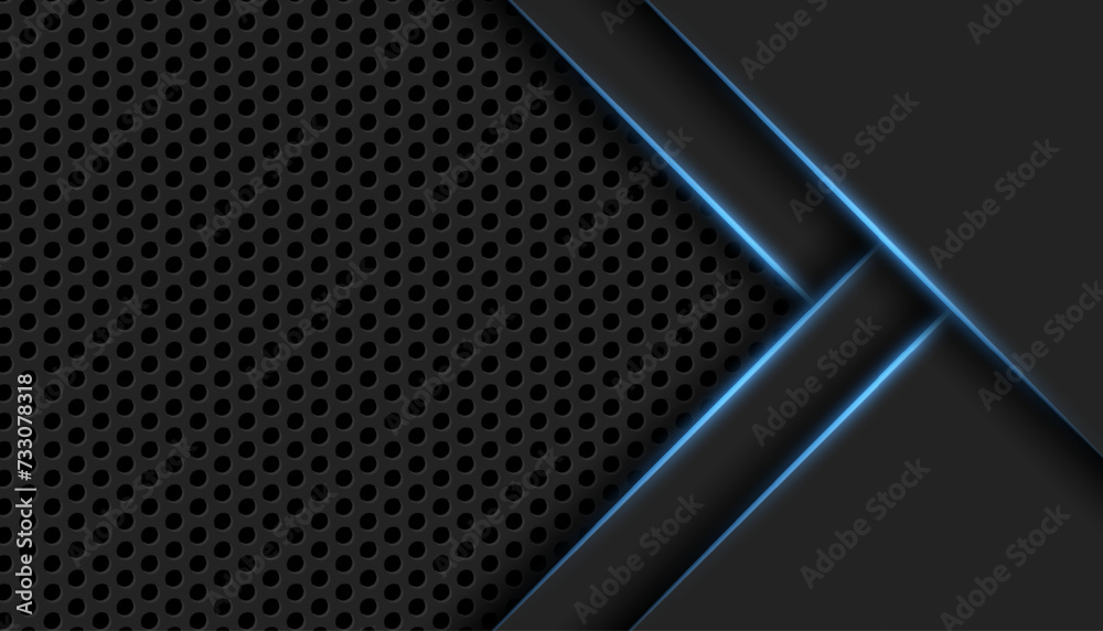3d black circle grid background with neon lights