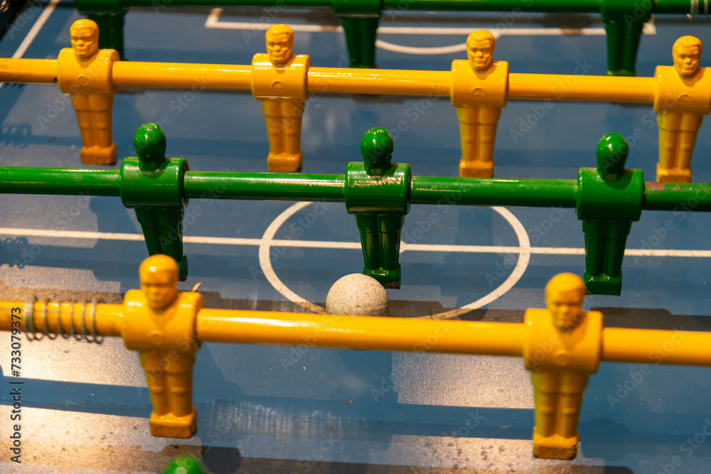 Closeup shot of table football players
