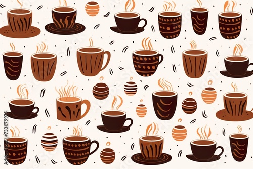 illutration of cute kawai coffee cup collection | animated coffees| hand drawn| Multiple cups collection 