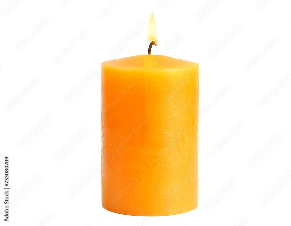 Orange Kerze isoliert auf weißen Hintergrund, Freisteller Orange Kerze isoliert auf weißen Hintergrund, Freisteller