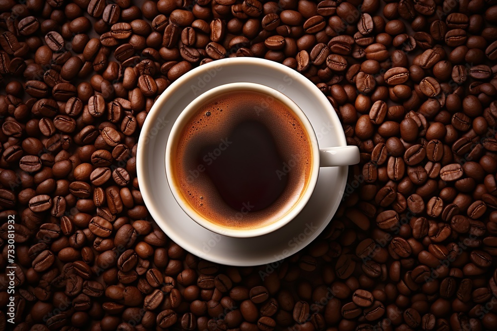 top view coffee latte with cookies and coffee beans top view coffee latte with cookies and coffee beans