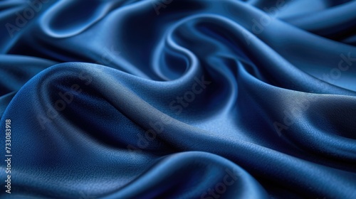 Classic Blue silk fabric, highlighting its luxurious texture and vibrant shimmer, rich color and smooth surface.